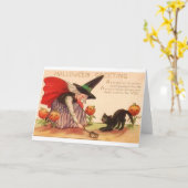 Vintage Halloween Wenskaart Kaart (Gele Bloem)