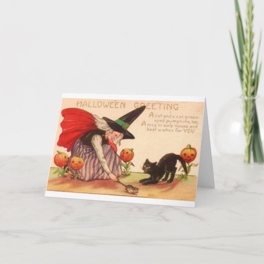 Vintage Halloween Wenskaart Kaart (Voorkant)