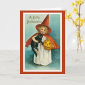 Vintage Halloween Wenskaart Kaart (Gele Bloem)