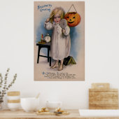 Vintage Halloween Wenskaart Poster (Keuken)