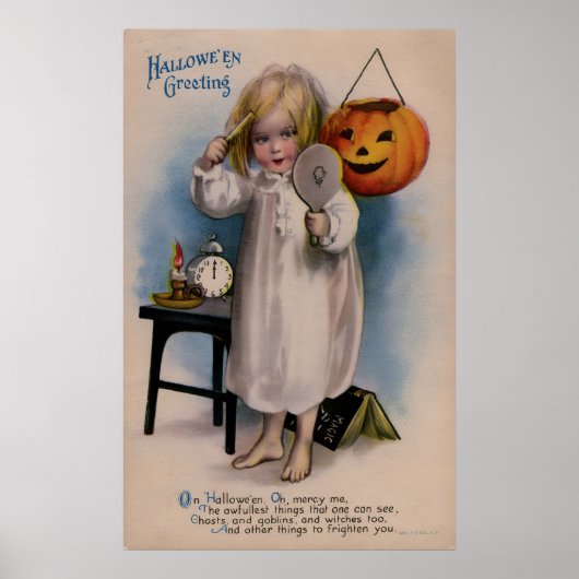 Vintage Halloween Wenskaart Poster (Voorkant)