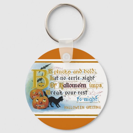 Vintage Halloween Wenskaart Sleutelhanger (Voorkant)