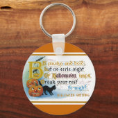 Vintage Halloween Wenskaart Sleutelhanger (Voorkant)