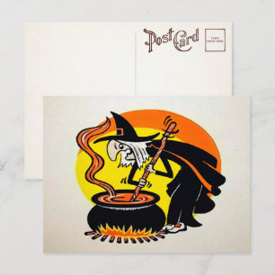 Vintage Halloween Witch Briefkaart