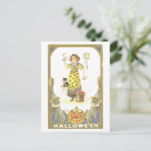 Vintage Halloween Witch Briefkaart (Staand voorkant)