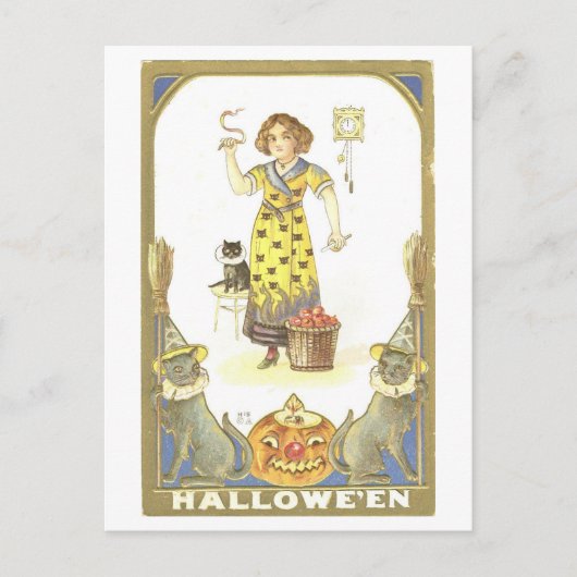 Vintage Halloween Witch Briefkaart (Voorkant)