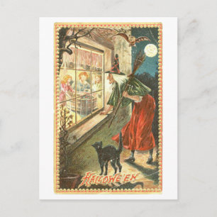 Vintage Halloween Witch Briefkaart