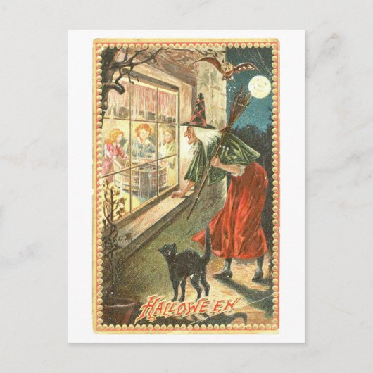 Vintage Halloween Witch Briefkaart (Voorkant)