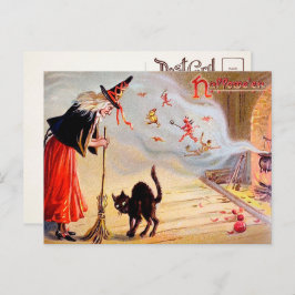 Vintage Halloween Witch Briefkaart