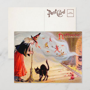Vintage Halloween Witch Briefkaart