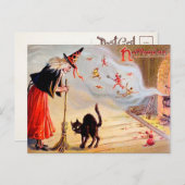 Vintage Halloween Witch Briefkaart (Voorkant / Achterkant)