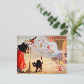 Vintage Halloween Witch Briefkaart (Staand voorkant)