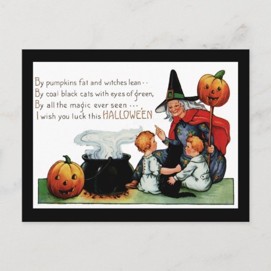 Vintage Halloween Witch Briefkaart (Voorkant)