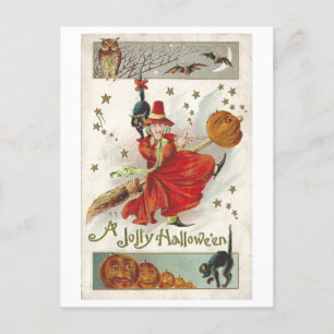 Vintage Halloween Witch Briefkaart