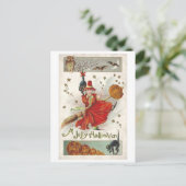 Vintage Halloween Witch Briefkaart (Staand voorkant)