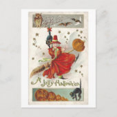 Vintage Halloween Witch Briefkaart (Voorkant)