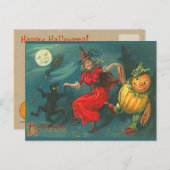 Vintage Halloween Witch Briefkaart (Voorkant / Achterkant)