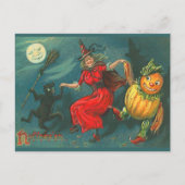 Vintage Halloween Witch Briefkaart (Voorkant)