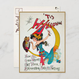 Vintage Halloween Witch Briefkaart