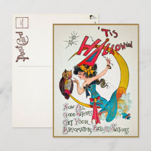 Vintage Halloween Witch Briefkaart