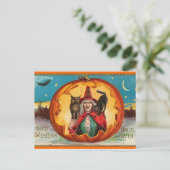 Vintage Halloween Witch Briefkaart (Staand voorkant)