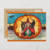 Vintage Halloween Witch Briefkaart (Voorkant / Achterkant)