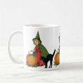 Vintage Halloween Witch en Cat, Ellen Clapsaddle Koffiemok (Links)