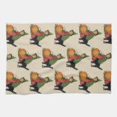 Vintage Halloween Witch en Cat, Ellen Clapsaddle Theedoek (Horizontaal)