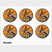 Vintage Halloween Witch en Jack O'Lantern Ronde Sticker (Vel)