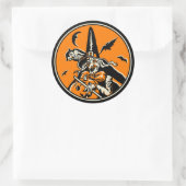 Vintage Halloween Witch en Jack O'Lantern Ronde Sticker (Tas)