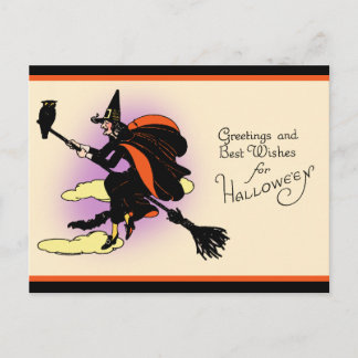 Vintage Halloween Witch Greeting Briefkaart