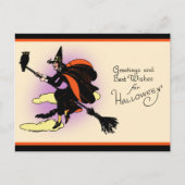 Vintage Halloween Witch Greeting Briefkaart (Voorkant)