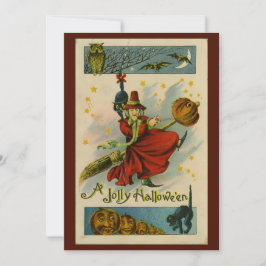 Vintage Halloween Witch Kaart