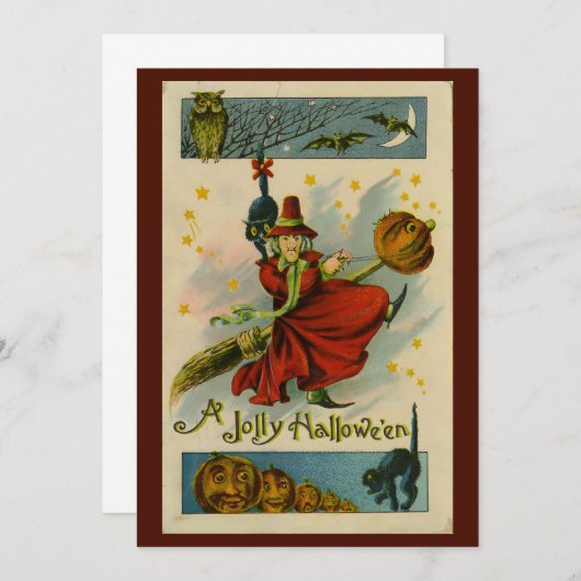 Vintage Halloween Witch  Kaart (Voorkant / Achterkant)