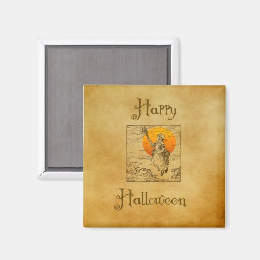 Vintage Halloween Witch Magnet (Voorkant / Achterkant)