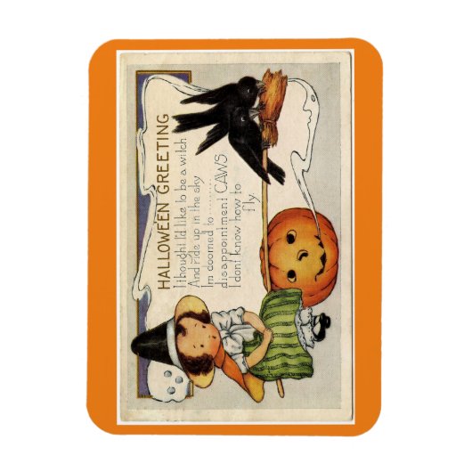 Vintage Halloween Witch Magnet Magneet (Verticaal)