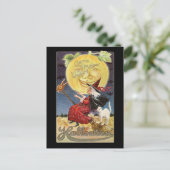 Vintage Halloween Witch Moon Briefkaart (Staand voorkant)