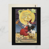 Vintage Halloween Witch Moon Briefkaart (Voorkant / Achterkant)
