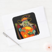 Vintage Halloween Witch Sticker (Envelop)