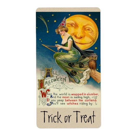 Vintage Halloween Witch Sticker (Voorkant)