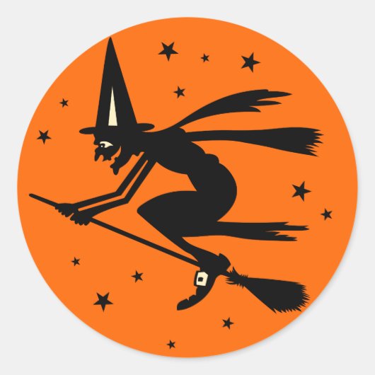 Vintage Halloween Witch Sticker (Voorkant)