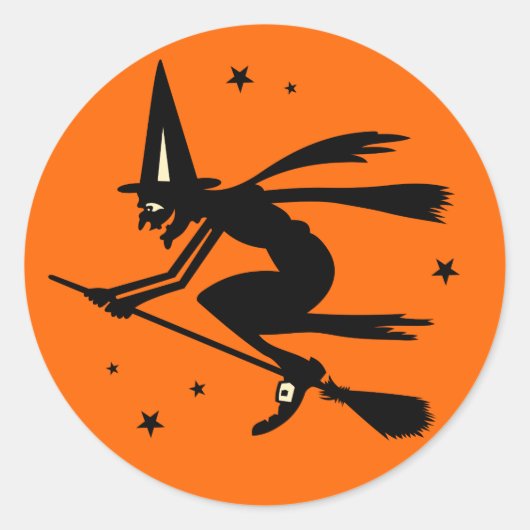Vintage Halloween Witch Sticker (Voorkant)