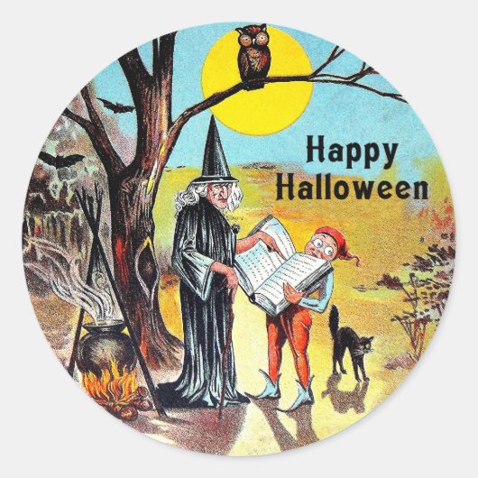 Vintage Halloween Witch Sticker (Voorkant)