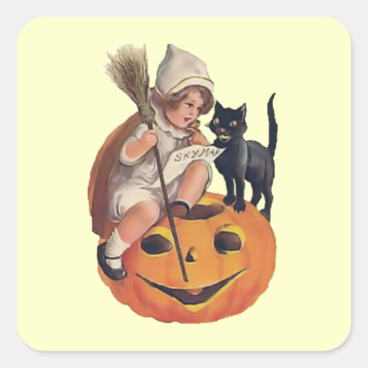 Vintage Halloween Witch Sticker (Voorkant)