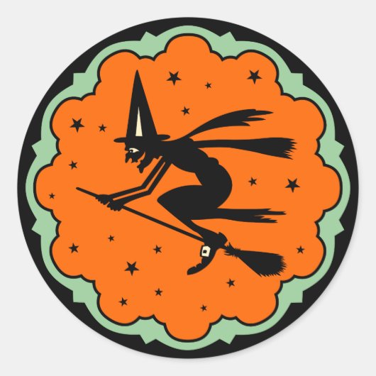Vintage Halloween Witch Sticker (Voorkant)