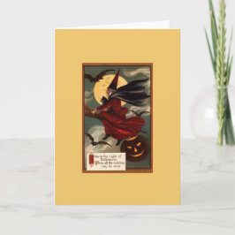 Vintage Halloween Witch Wenskaart Kaart