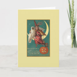 Vintage Halloween Witch Wenskaart Kaart