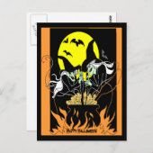 Vintage Halloween Witches Cauldron Briefkaart (Voorkant / Achterkant)