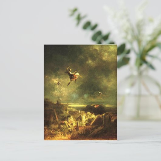 Vintage - Halloween, Witches Ride - Spitzweg Briefkaart (Staand voorkant)