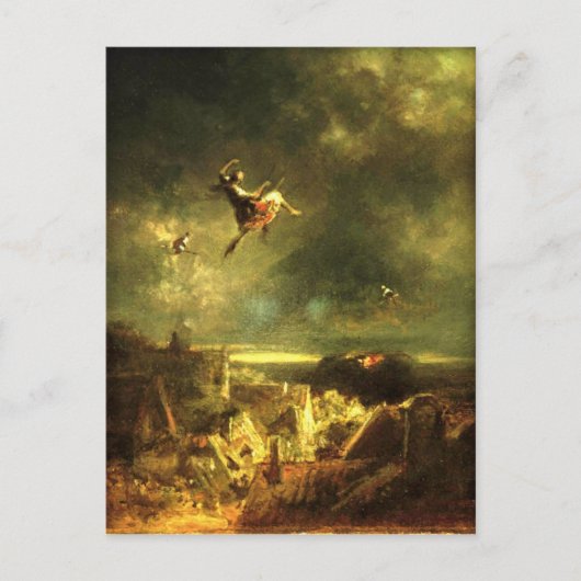 Vintage - Halloween, Witches Ride - Spitzweg Briefkaart (Voorkant)